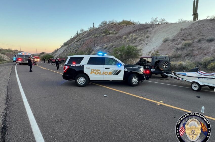 Peoria Police at the scene of a fatal car crash where Indian students Nivesh Mukka and Goutham Parsi tragically lost their lives.