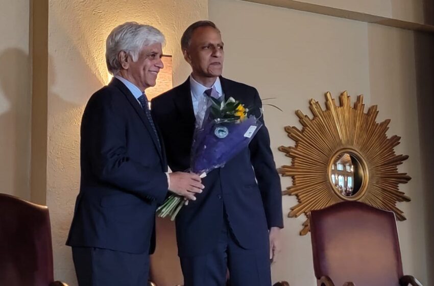 Deputy Secretary of State Richard Verma with Sri Lankan cricket legend Arjuna Ranatunga at the "Evening with Legends," held at the Congressional Country Club in Bethesda, MD, on June 4, 2024.