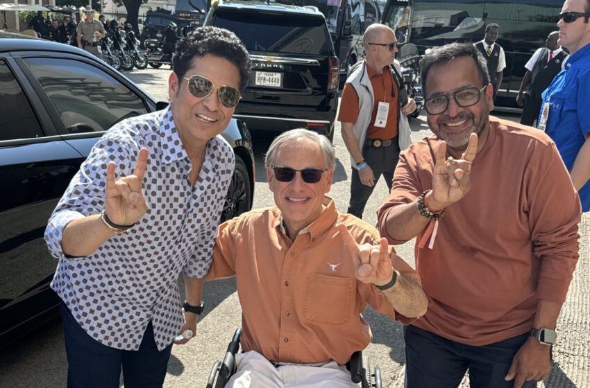 Sachin Tendulkar, NCL Chairman Arun Agarwal with Texas Governor Greg Abbott